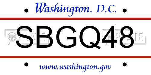SBGQ48 District Of Columbia License Plate