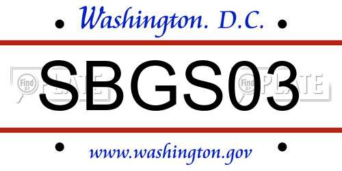 SBGS03 District Of Columbia License Plate
