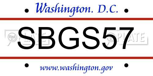 SBGS57 District Of Columbia License Plate