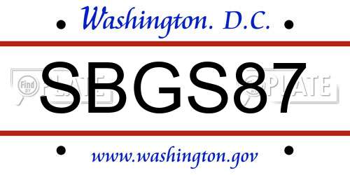 SBGS87 District Of Columbia License Plate