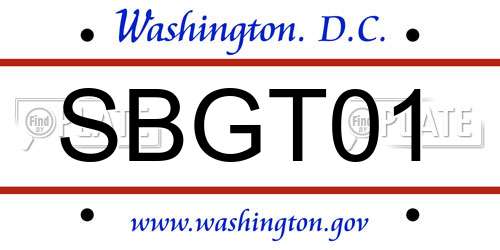 SBGT01 District Of Columbia License Plate
