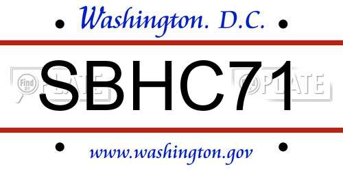 SBHC71 District Of Columbia License Plate