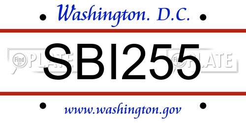SBI255 District Of Columbia License Plate