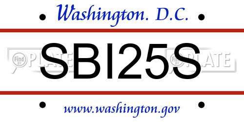 SBI25S District Of Columbia License Plate