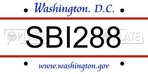 SBI288 District Of Columbia License Plate