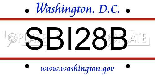 SBI28B District Of Columbia License Plate