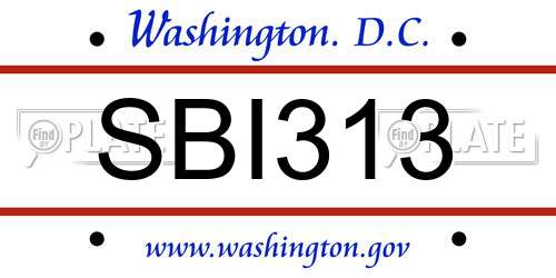 SBI313 District Of Columbia License Plate