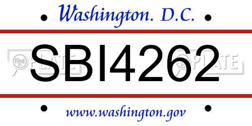 SBI4262 District Of Columbia License Plate