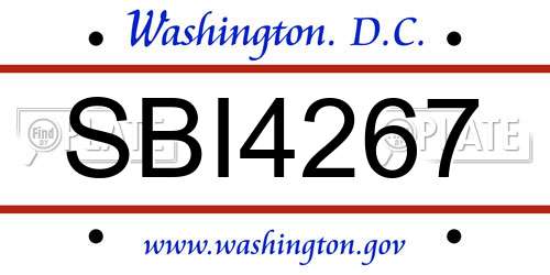 SBI4267 District Of Columbia License Plate
