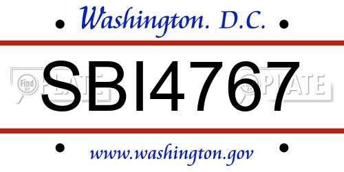 SBI4767 District Of Columbia License Plate