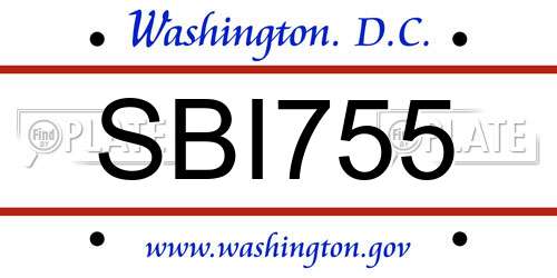 SBI755 District Of Columbia License Plate