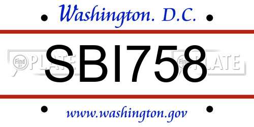 SBI758 District Of Columbia License Plate