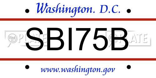 SBI75B District Of Columbia License Plate