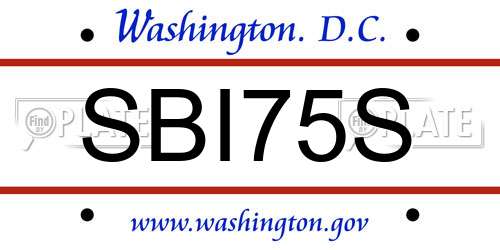 SBI75S District Of Columbia License Plate