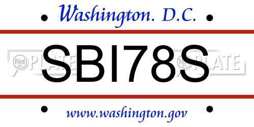 SBI78S District Of Columbia License Plate