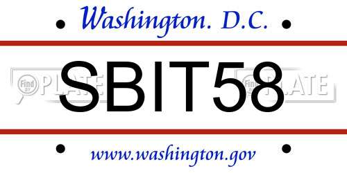 SBIT58 District Of Columbia License Plate