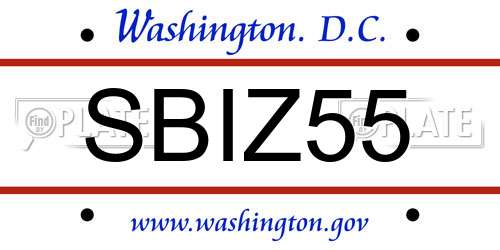 SBIZ55 District Of Columbia License Plate