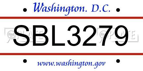 SBL3279 District Of Columbia License Plate