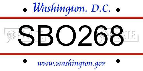 SBO268 District Of Columbia License Plate