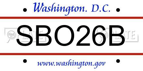 SBO26B District Of Columbia License Plate