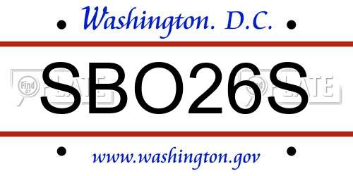 SBO26S District Of Columbia License Plate