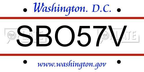 SBO57V District Of Columbia License Plate