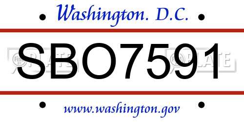 SBO7591 District Of Columbia License Plate