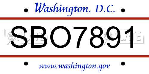 SBO7891 District Of Columbia License Plate