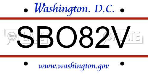 SBO82V District Of Columbia License Plate