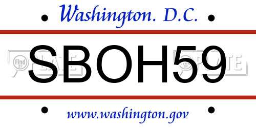 SBOH59 District Of Columbia License Plate