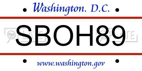 SBOH89 District Of Columbia License Plate