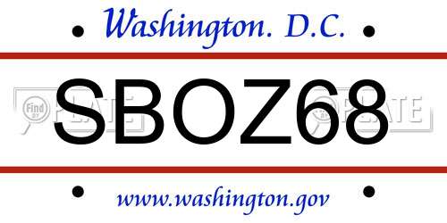 SBOZ68 District Of Columbia License Plate