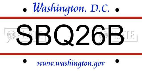SBQ26B District Of Columbia License Plate