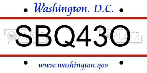 SBQ43O District Of Columbia License Plate