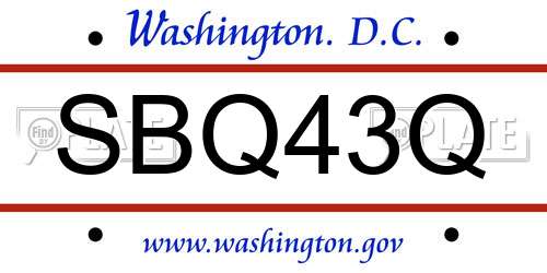 SBQ43Q District Of Columbia License Plate