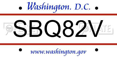 SBQ82V District Of Columbia License Plate