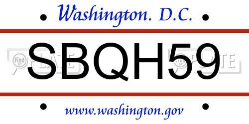 SBQH59 District Of Columbia License Plate