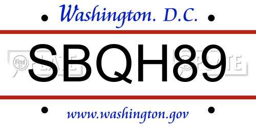 SBQH89 District Of Columbia License Plate