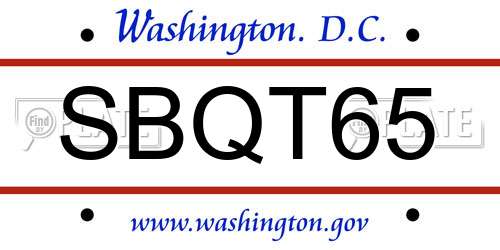 SBQT65 District Of Columbia License Plate
