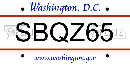 SBQZ65 District Of Columbia License Plate