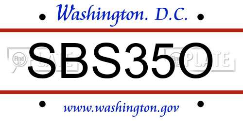 SBS35O District Of Columbia License Plate