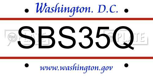 SBS35Q District Of Columbia License Plate