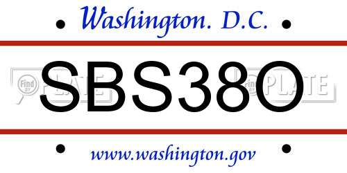 SBS38O District Of Columbia License Plate