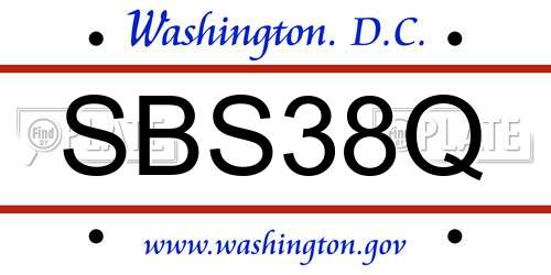 SBS38Q District Of Columbia License Plate