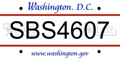 SBS4607 District Of Columbia License Plate