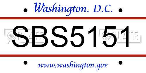 SBS5151 District Of Columbia License Plate