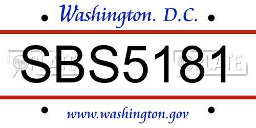 SBS5181 District Of Columbia License Plate
