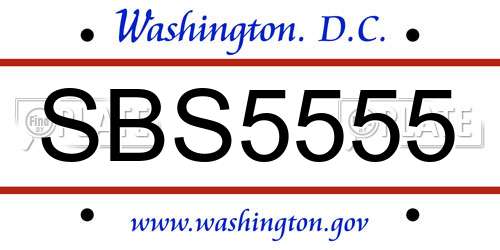 SBS5555 District Of Columbia License Plate