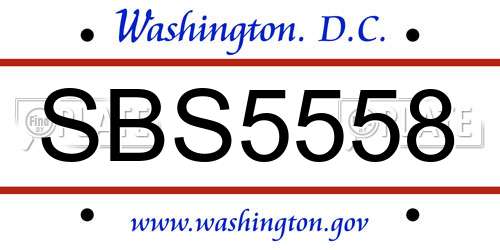 SBS5558 District Of Columbia License Plate