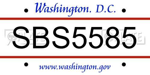 SBS5585 District Of Columbia License Plate